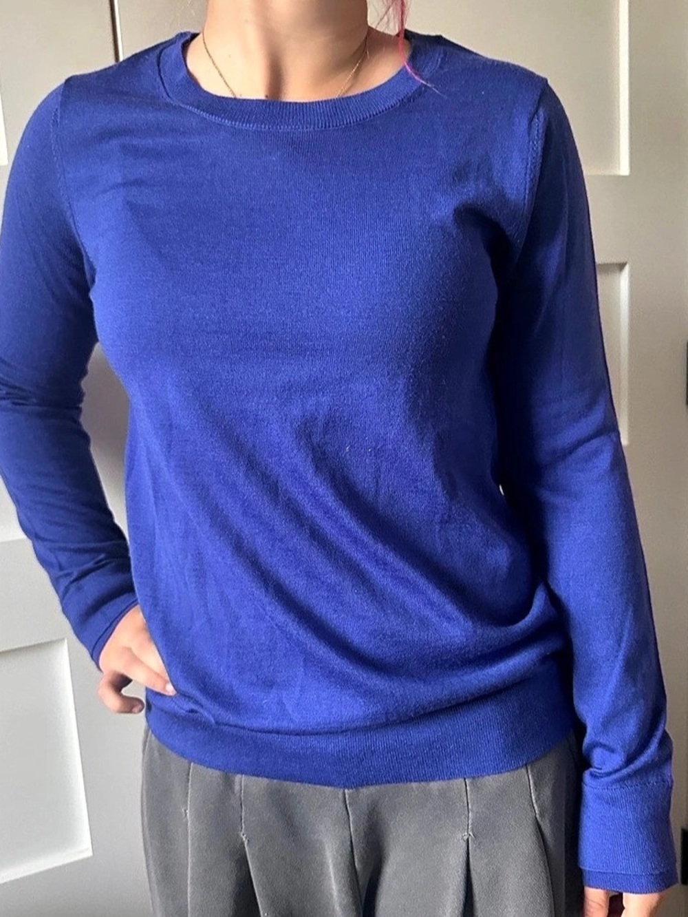Banana Republic Merino Crew-Neck Sweater Merino Wool Crewneck Sweater in Blue